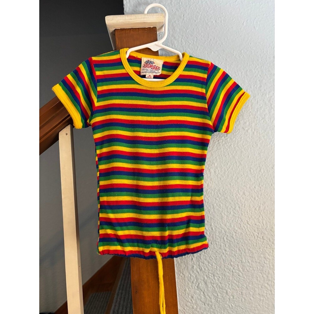 Chicago fireworks true vintage cinch rainbow striped shirt 4/5 retro primary